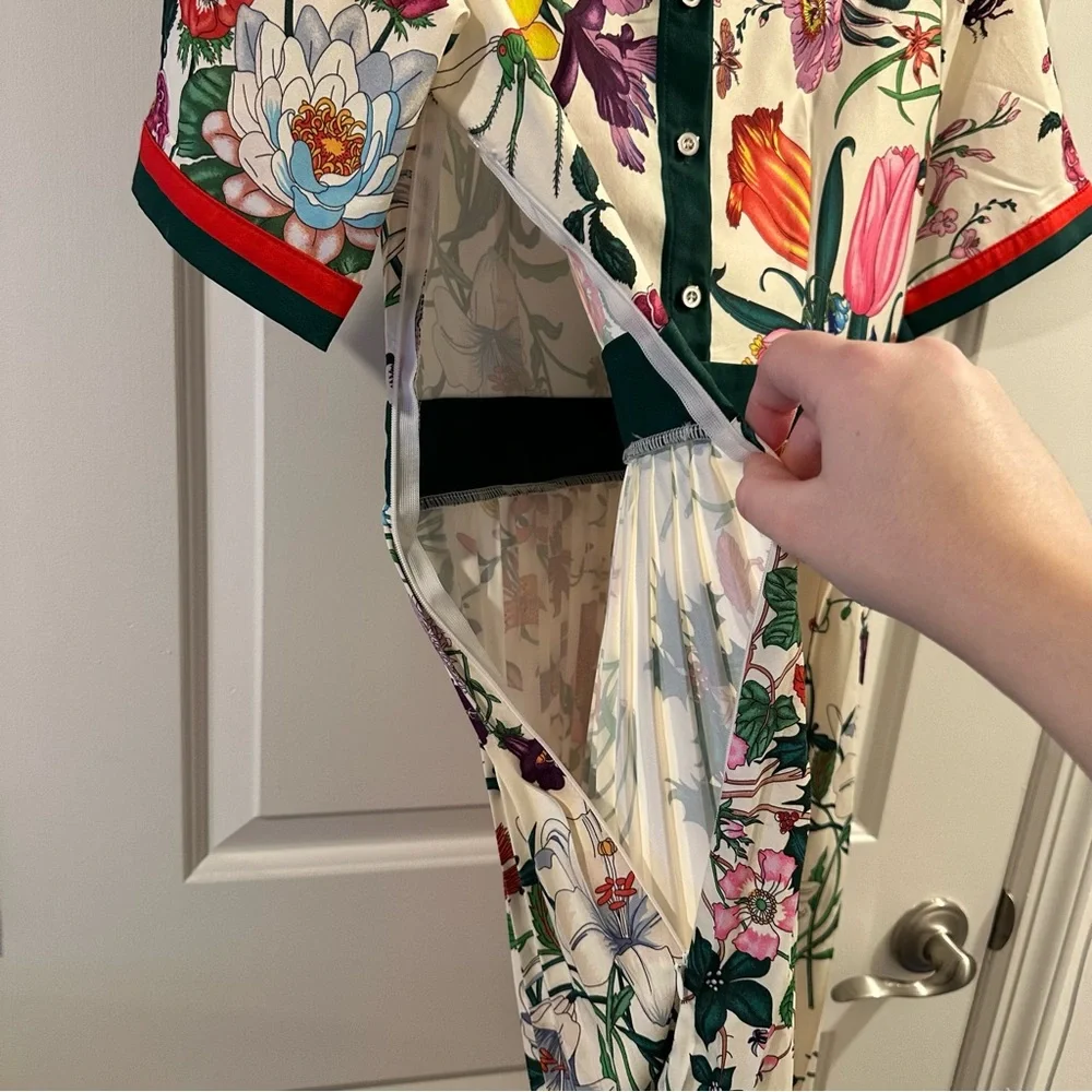 Dalia Macphee White Multi Short Sleeve Shirt Dress in Multicolor Floral/Cream - Picture 9 of 16